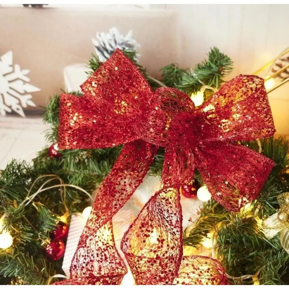 Red Glitter Mesh Wired Ribbon 2.5 inch x 20 Yds Christmas Decor Gift Wreath Bows